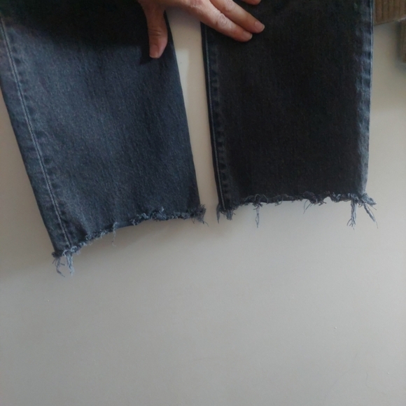 Levi's 501 Cropped raw hem Buttonfly jeans 31 Washed black Straight Leg 31x28 - Picture 8 of 14